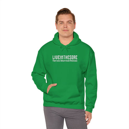 LIVEINTHESORE-FEARLESS DETERMINED AMBITOUS MANTRA HOODED SWEATSHIRT